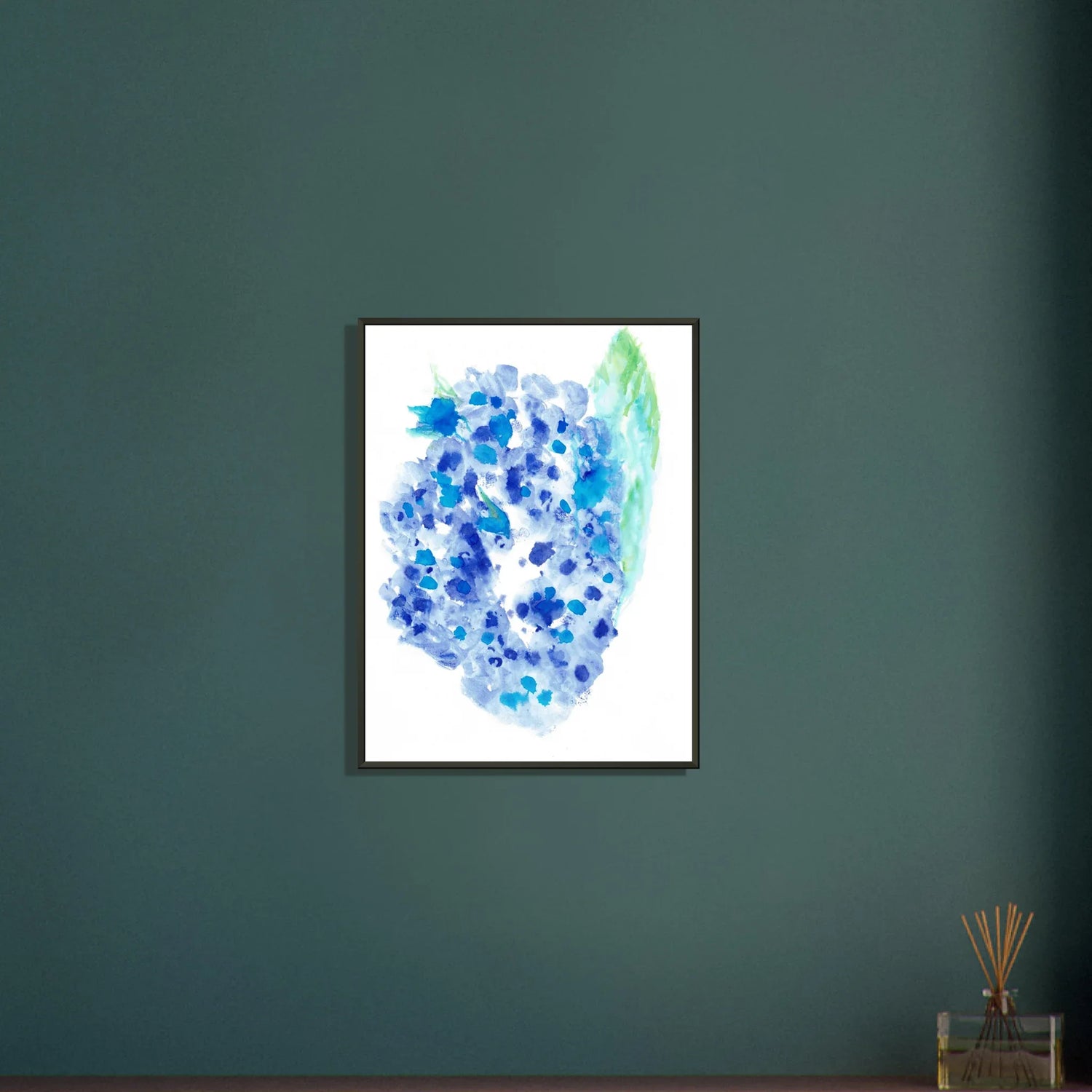 Classic Semi-Glossy Paper Metal Framed Poste Hortensia Celeste - Laure Leprince - Artiste Peintre