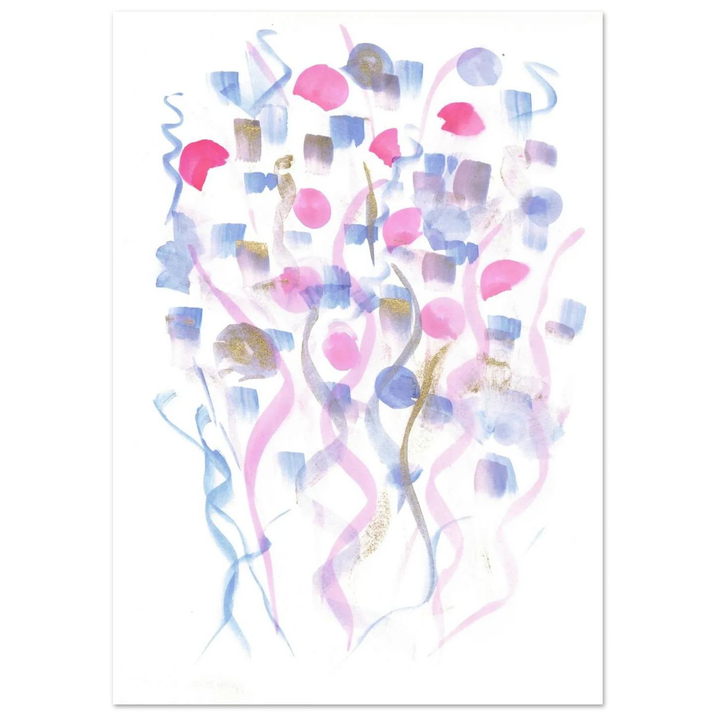 Abstract Watercolor Dreamscape Poster - Pastel Hues & Gold Flecks RDJ3-1 - Laure Leprince - Artiste Peintre