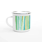 Mug en émail blanc 35 cl Trame – Léger, vintage et résistant - Laure Leprince - Artiste Peintre