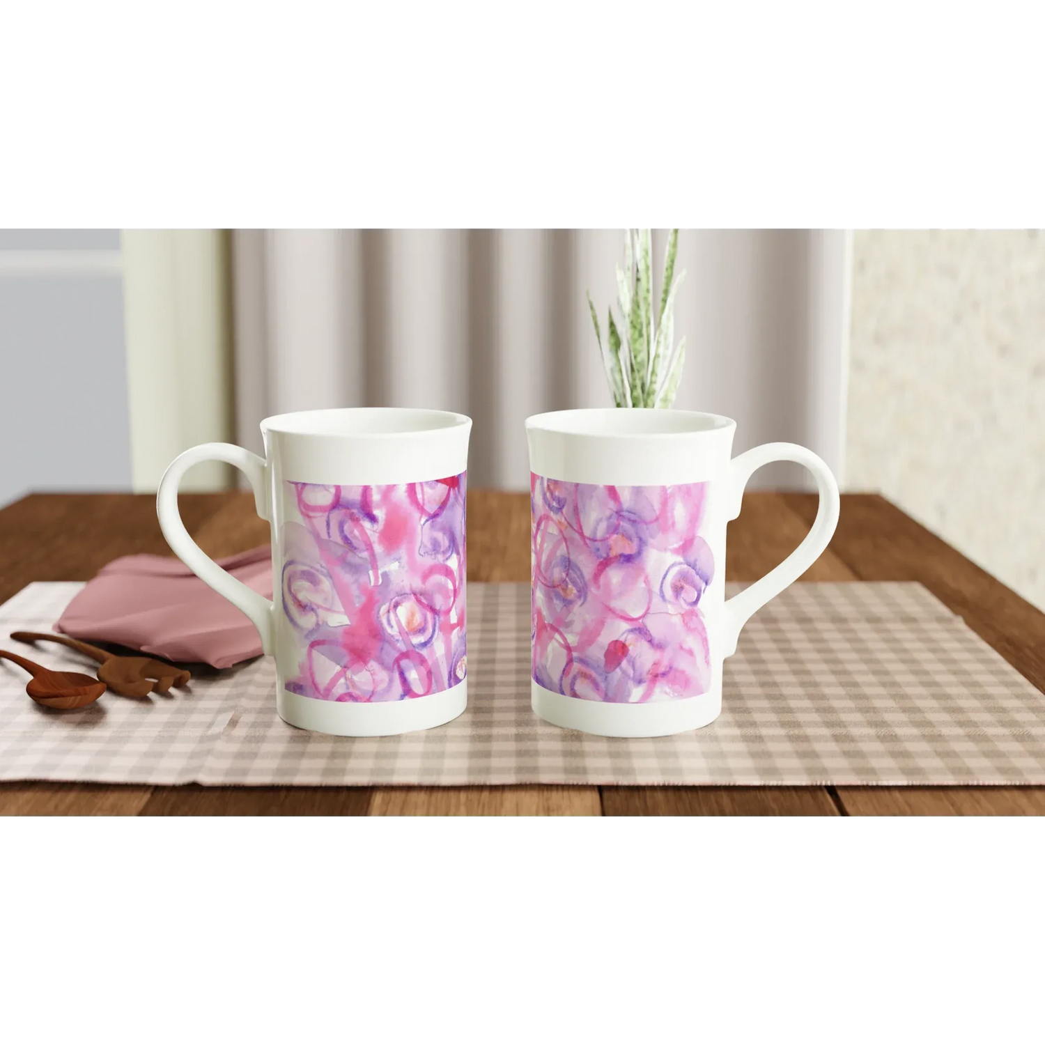 Mug en porcelaine blanche 30 cl Floraison Intime– Élégance et finesse intemporelle - Laure Leprince - Artiste Peintre