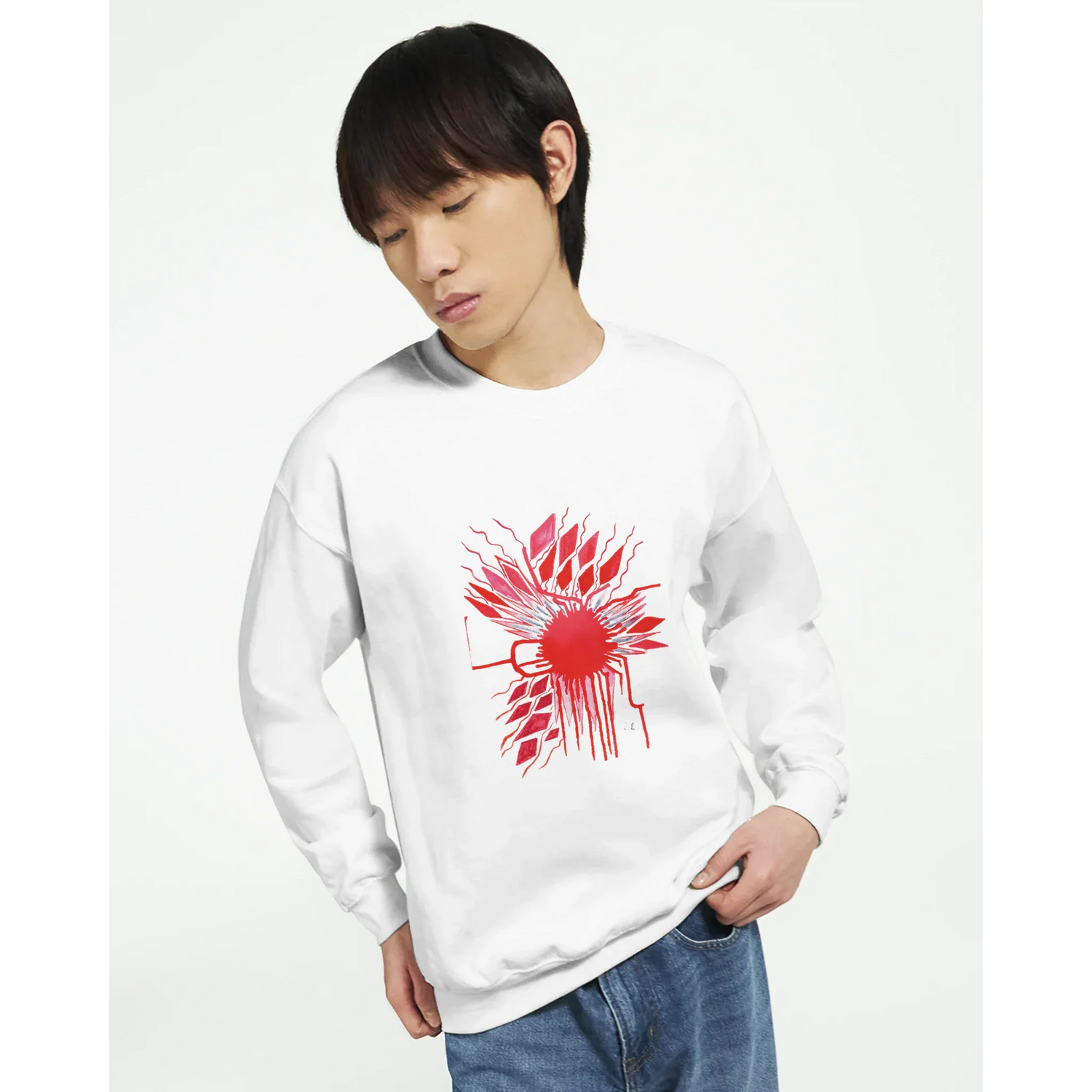 Sweatshirt Unisexe Classique Red– Impression Artistique Multicolore - Laure Leprince - Artiste Peintre