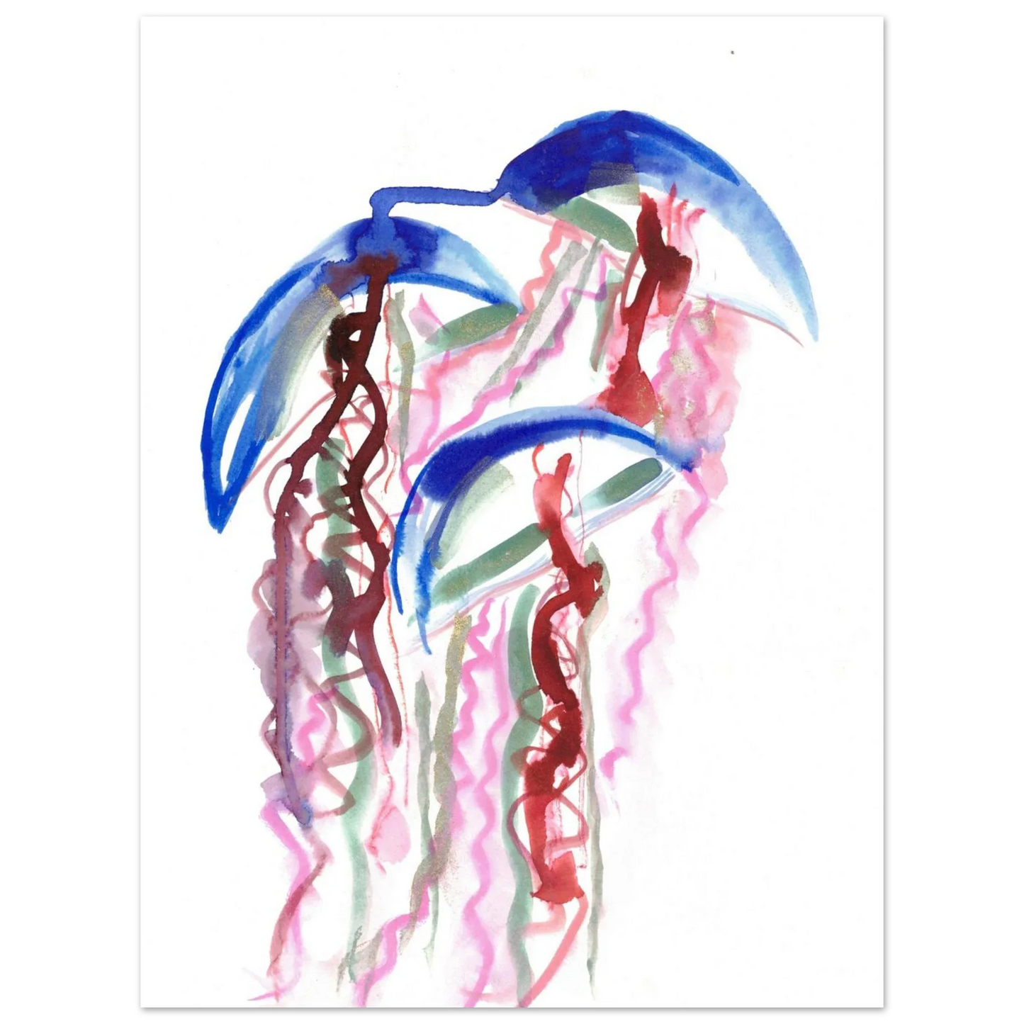 Abstract Jellyfish Dance Premium Matte Paper Poster - Dynamic Watercolor Art - Laure Leprince - Artiste Peintre