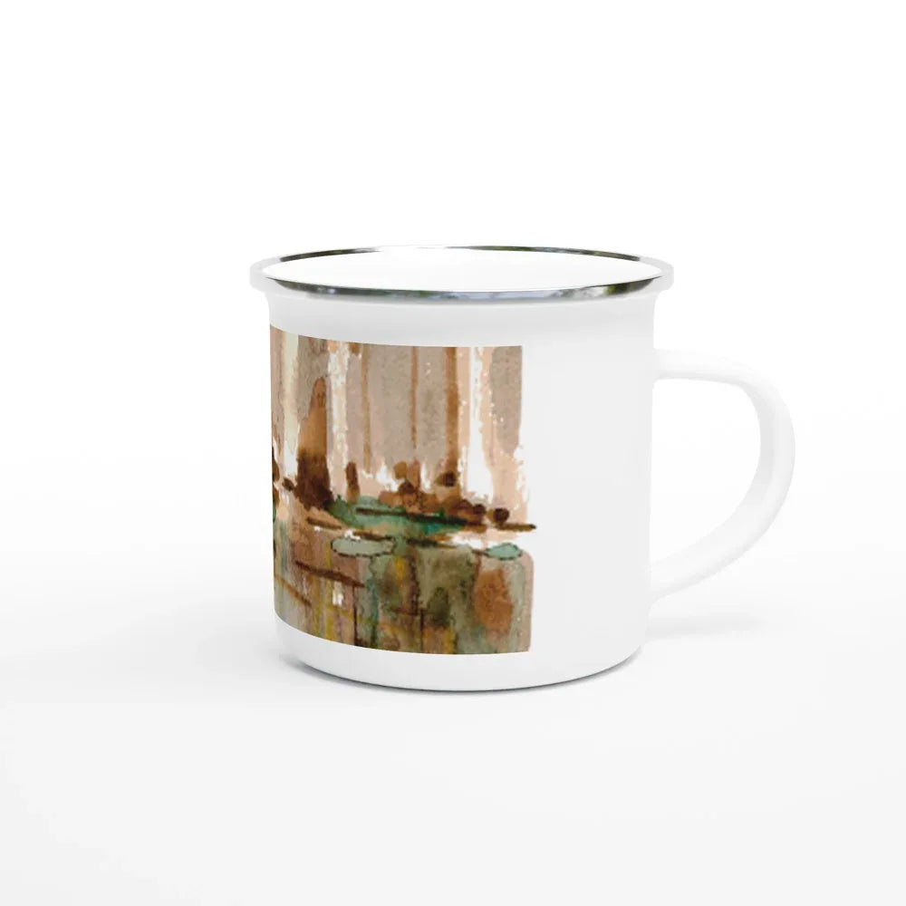 Mug en émail blanc 35 cl City – Léger, vintage et résistant - Laure Leprince - Artiste Peintre