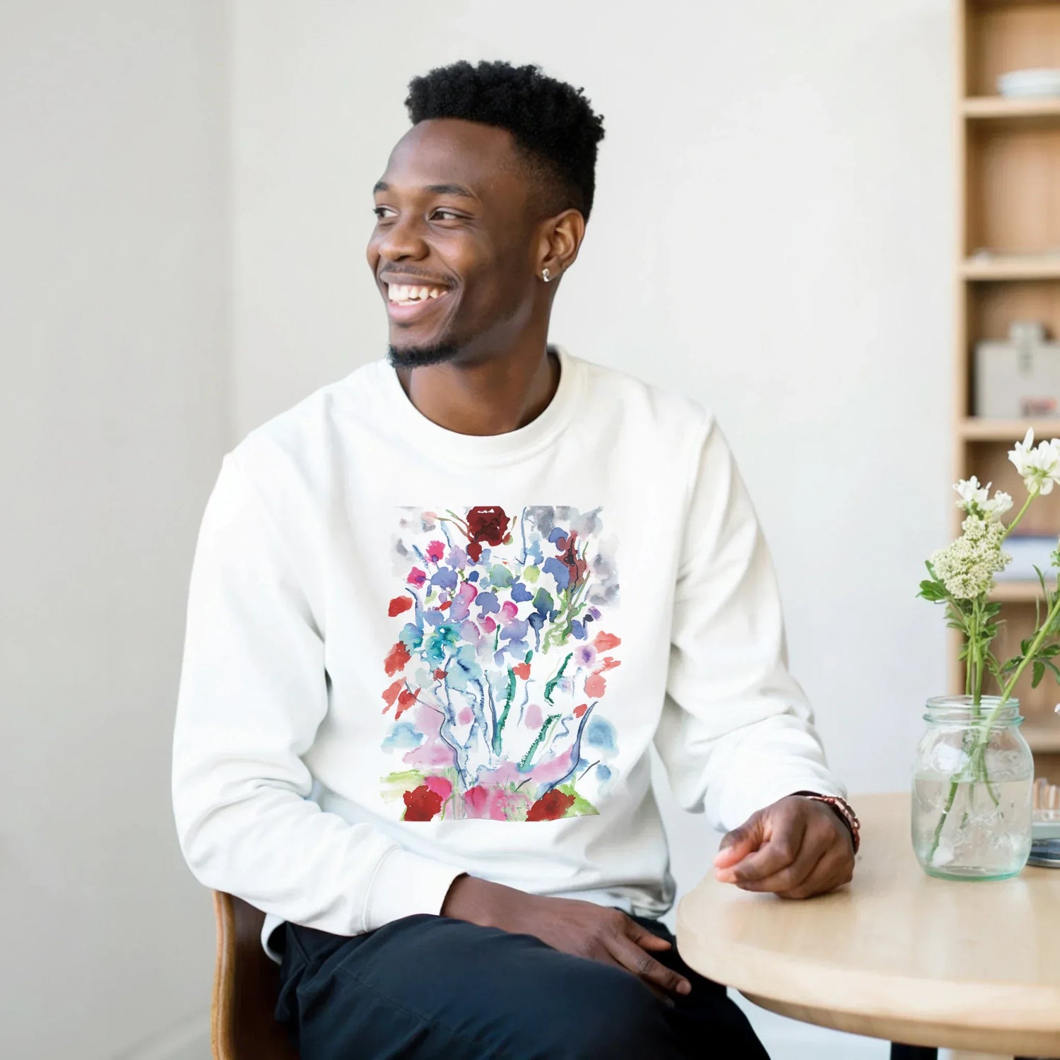 Sweatshirt Unisexe Classique Flora l– Impression Artistique Multicolore | Premium Cotton Blend - Laure Leprince - Artiste Peintre