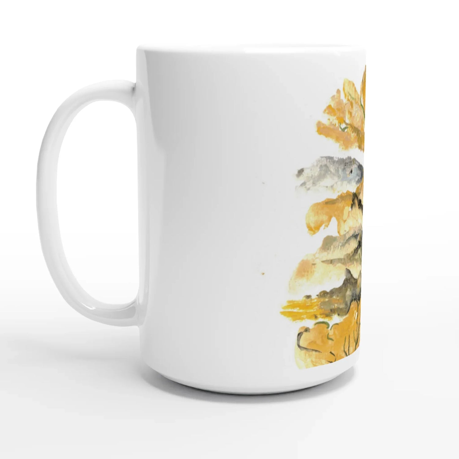 Mug en céramique blanche 44 cl Colline d'or– Grand format, design et qualité durable - Laure Leprince - Artiste Peintre