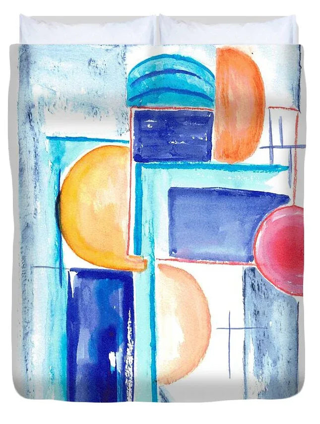 Architecture Solaire Watercolor Duvet Cover – Soft Microfiber Artistic Comfort - Laure Leprince - Artiste Peintre