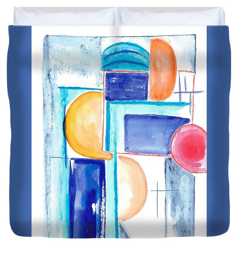 Architecture Solaire Watercolor Duvet Cover – Soft Microfiber Artistic Comfort - Laure Leprince - Artiste Peintre