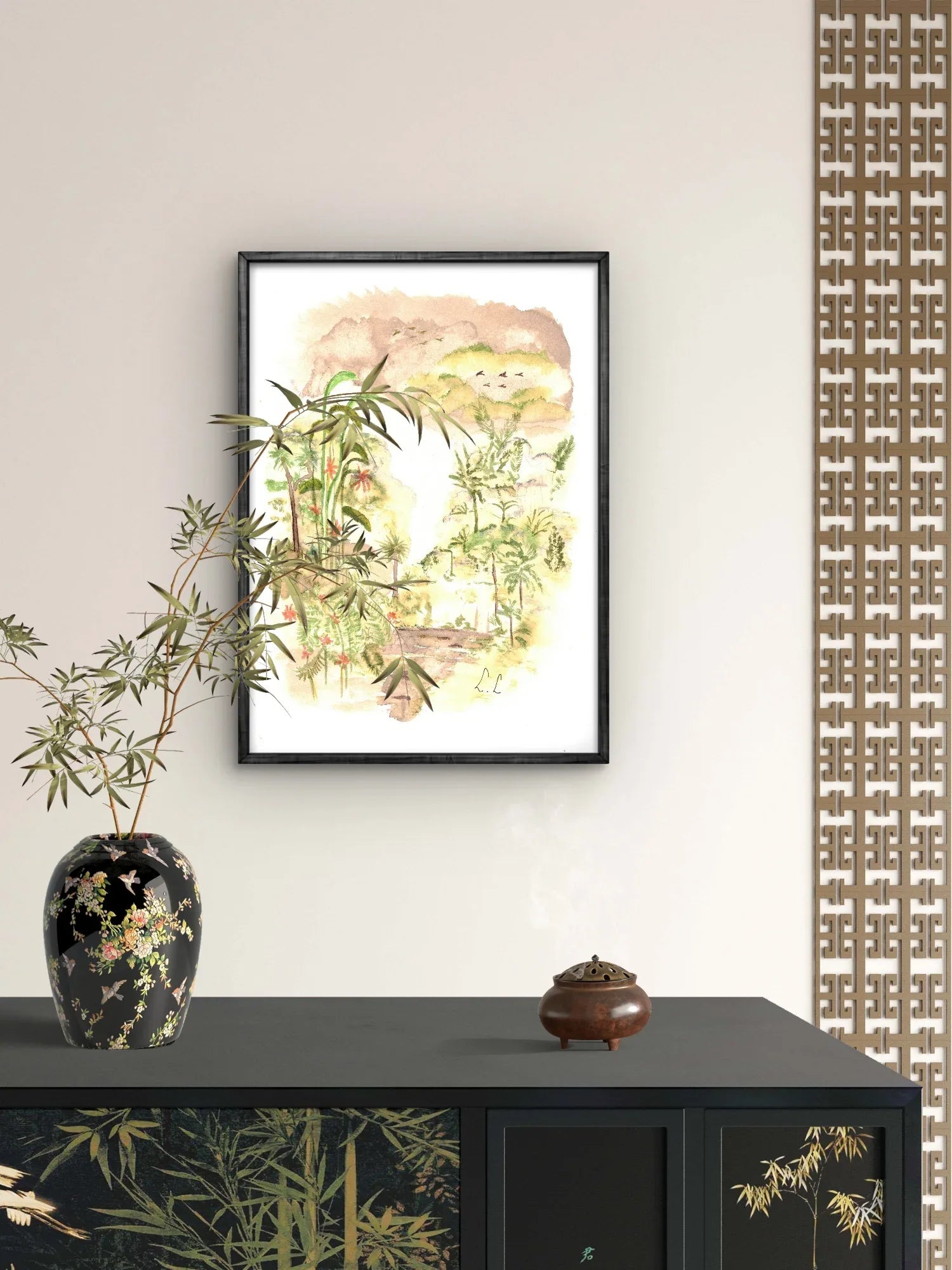 Classic Semi-Glossy Paper Metal Framed Poster Jungle - Laure Leprince - Artiste Peintre