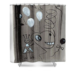 La Fete Abstract Line Art Shower Curtain – Artistic Bathroom Design Modern Elegance - Laure Leprince - Artiste Peintre