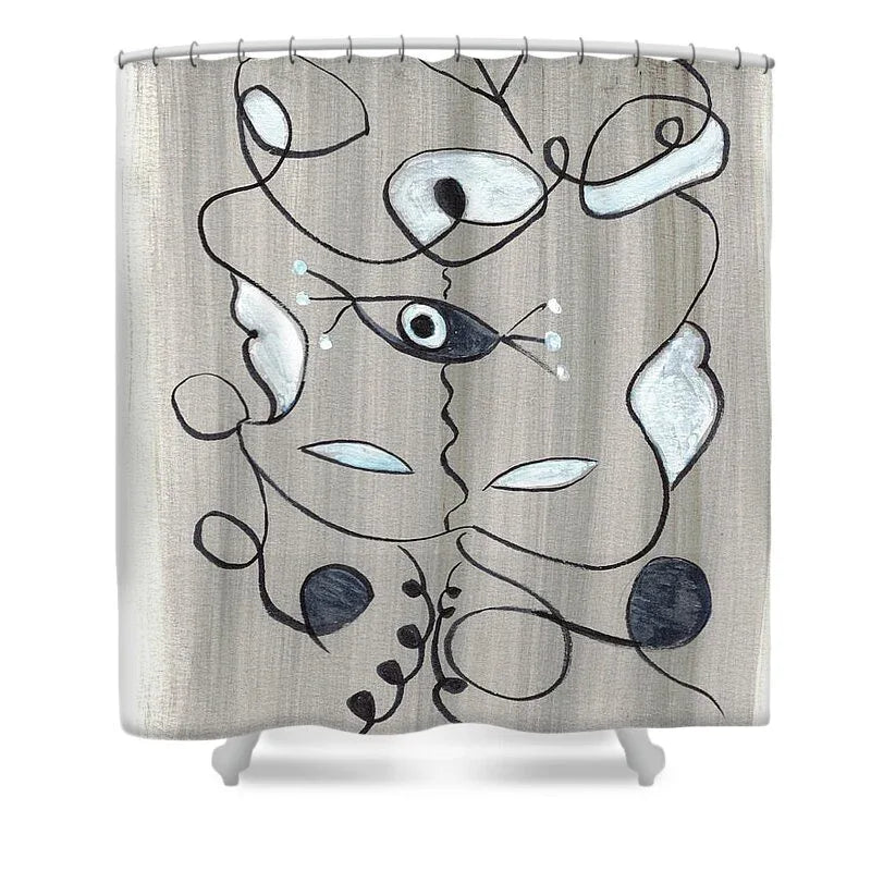 Le Masque Abstract Line Art Shower Curtain – Artistic Bathroom Design &amp; Modern Elegance - Laure Leprince - Artiste Peintre