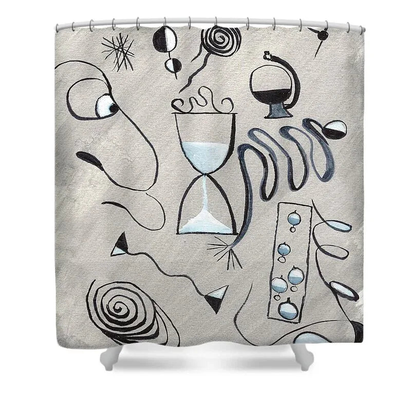 Le Temps Passe Abstract Line Art Shower Curtain – Artistic Bathroom Design &amp; Modern Elegance - Laure Leprince - Artiste Peintre