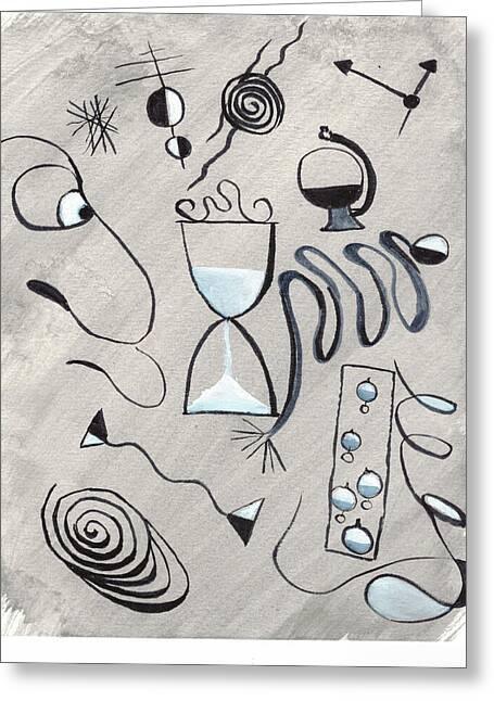 Le Temps Passe Abstract Line Art Greeting Card – Artistic Expression Premium Quality - Laure Leprince - Artiste Peintre