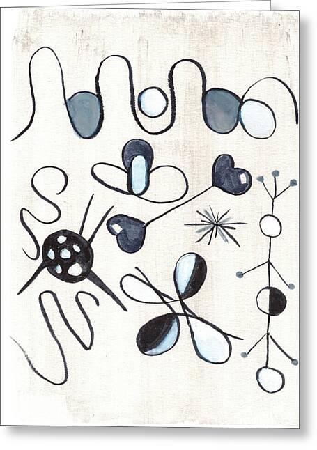 Les Astres Abstract Line Art Greeting Card – Artistic Expression Premium Quality - Laure Leprince - Artiste Peintre