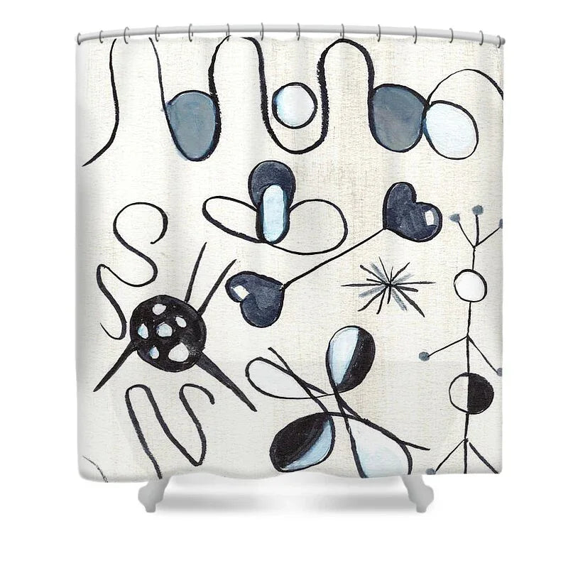 Les Astres - L'homme Abstract Line Art Shower Curtain – Artistic Bathroom Design Modern Elegance - Laure Leprince - Artiste Peintre