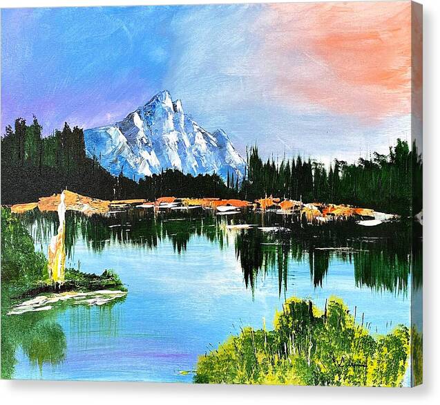Mountain Lake at Sunset - Canvas Print