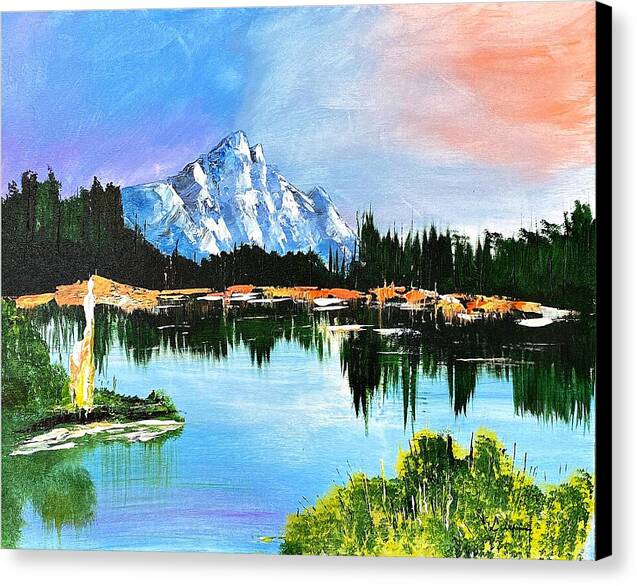 Mountain Lake at Sunset - Canvas Print