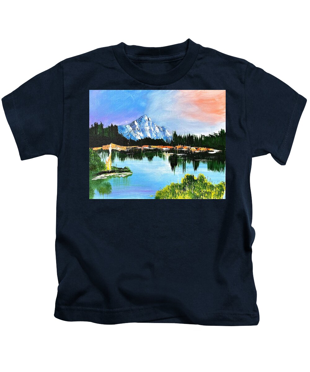 Mountain Lake at Sunset - Kids T-Shirt