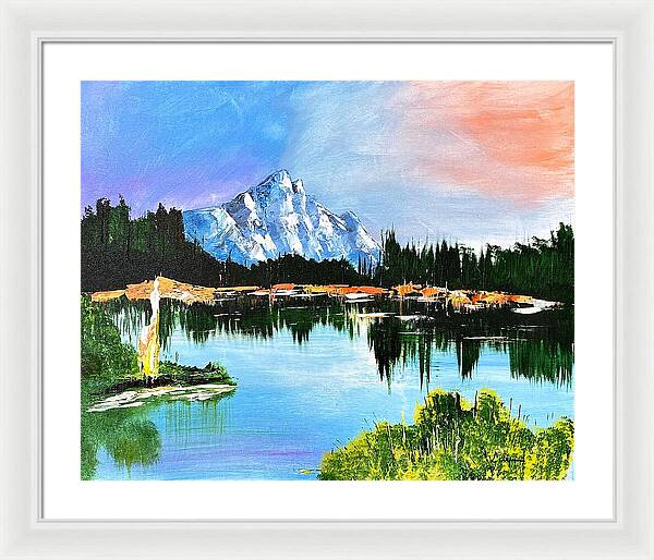 Mountain Lake at Sunset - Framed Print