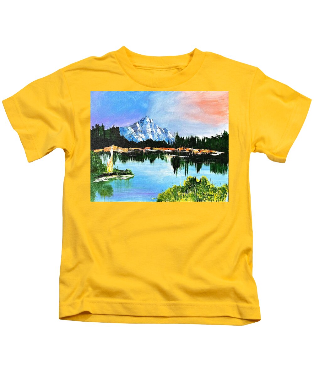 Mountain Lake at Sunset - Kids T-Shirt