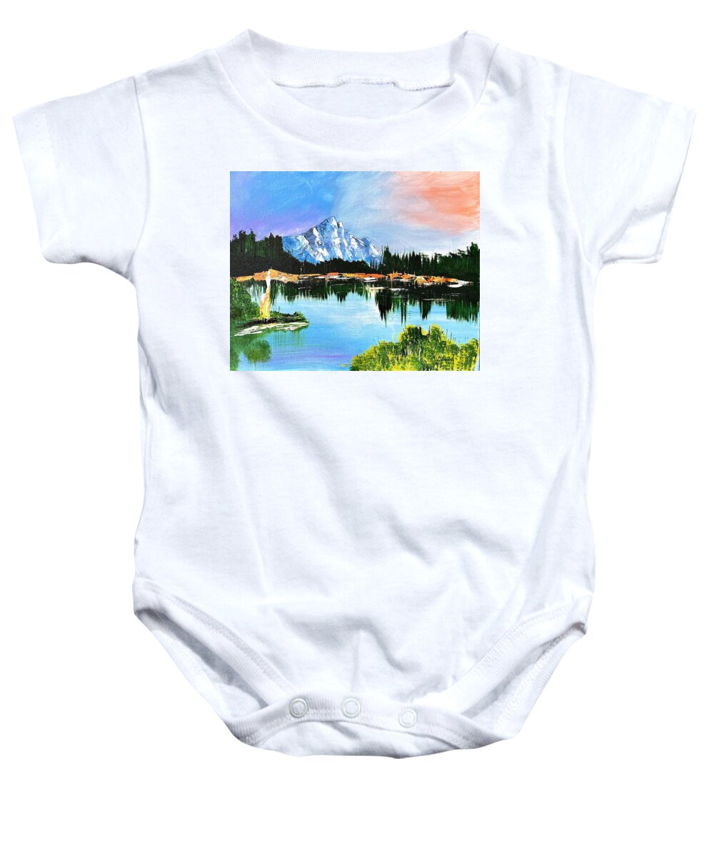 Mountain Lake at Sunset - Baby One-Piece