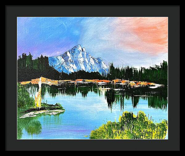 Mountain Lake at Sunset - Framed Print