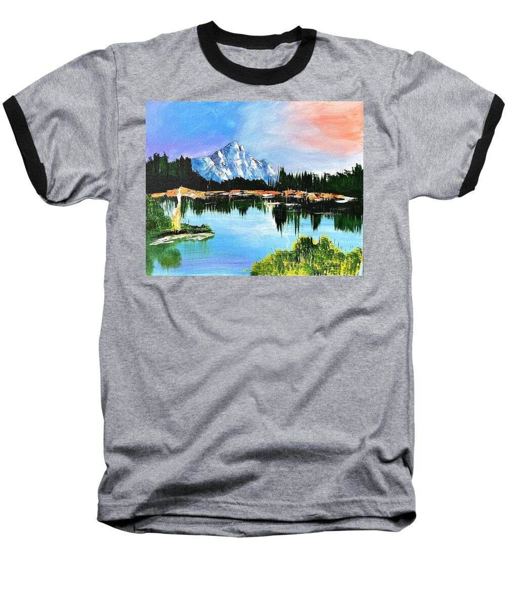 Mountain Lake at Sunset - Baseball T-Shirt