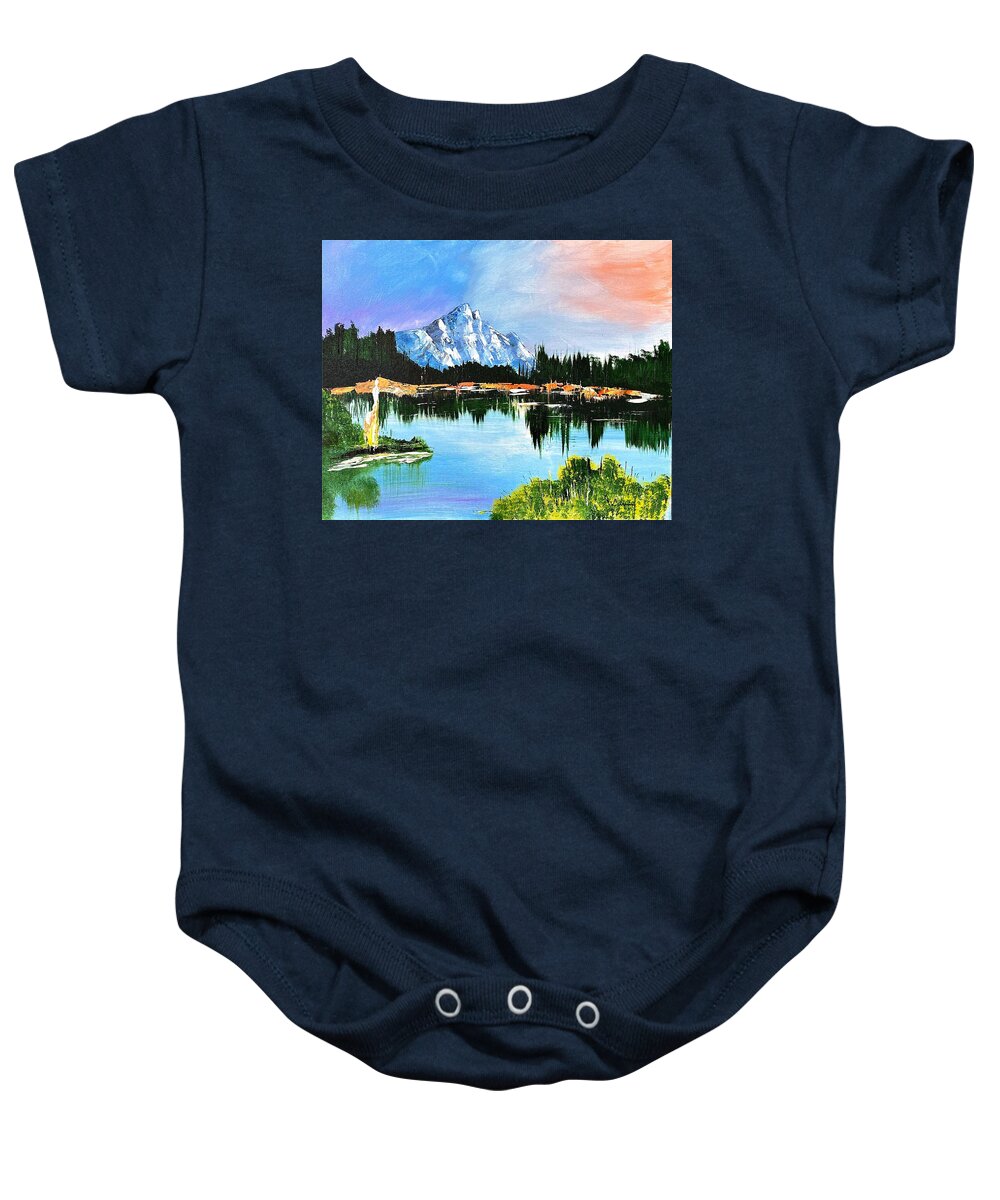 Mountain Lake at Sunset - Baby One-Piece