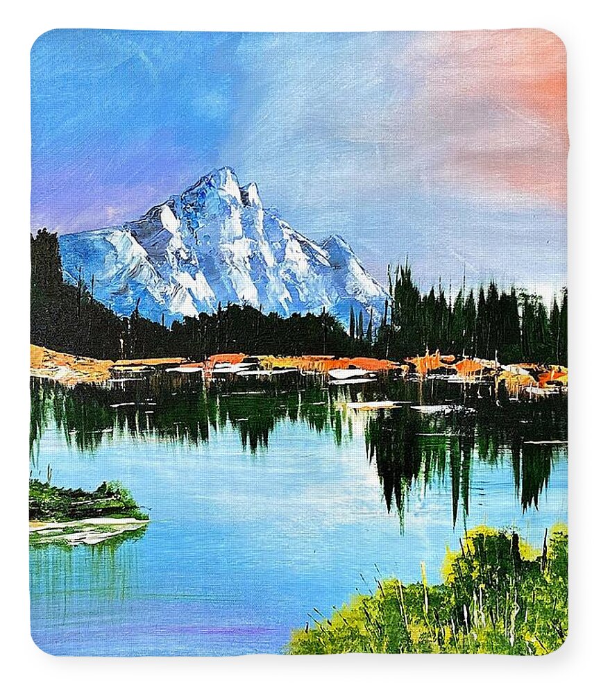 Mountain Lake at Sunset - Blanket