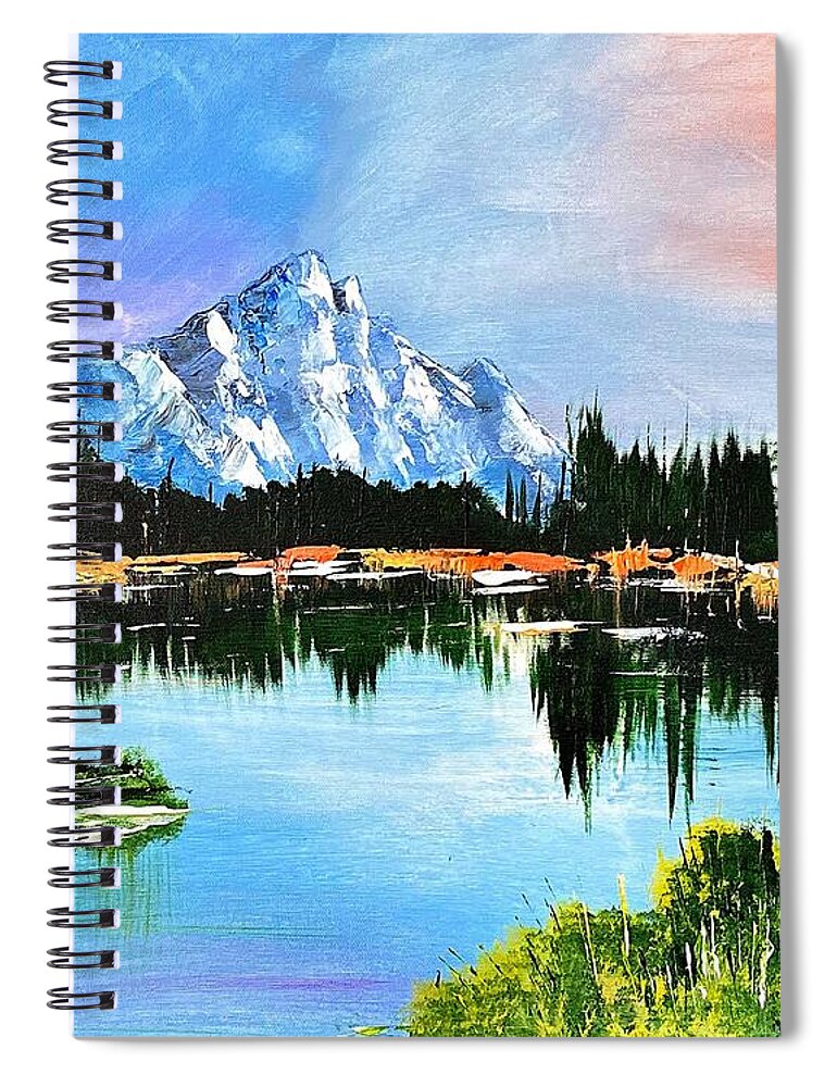 Mountain Lake at Sunset - Spiral Notebook