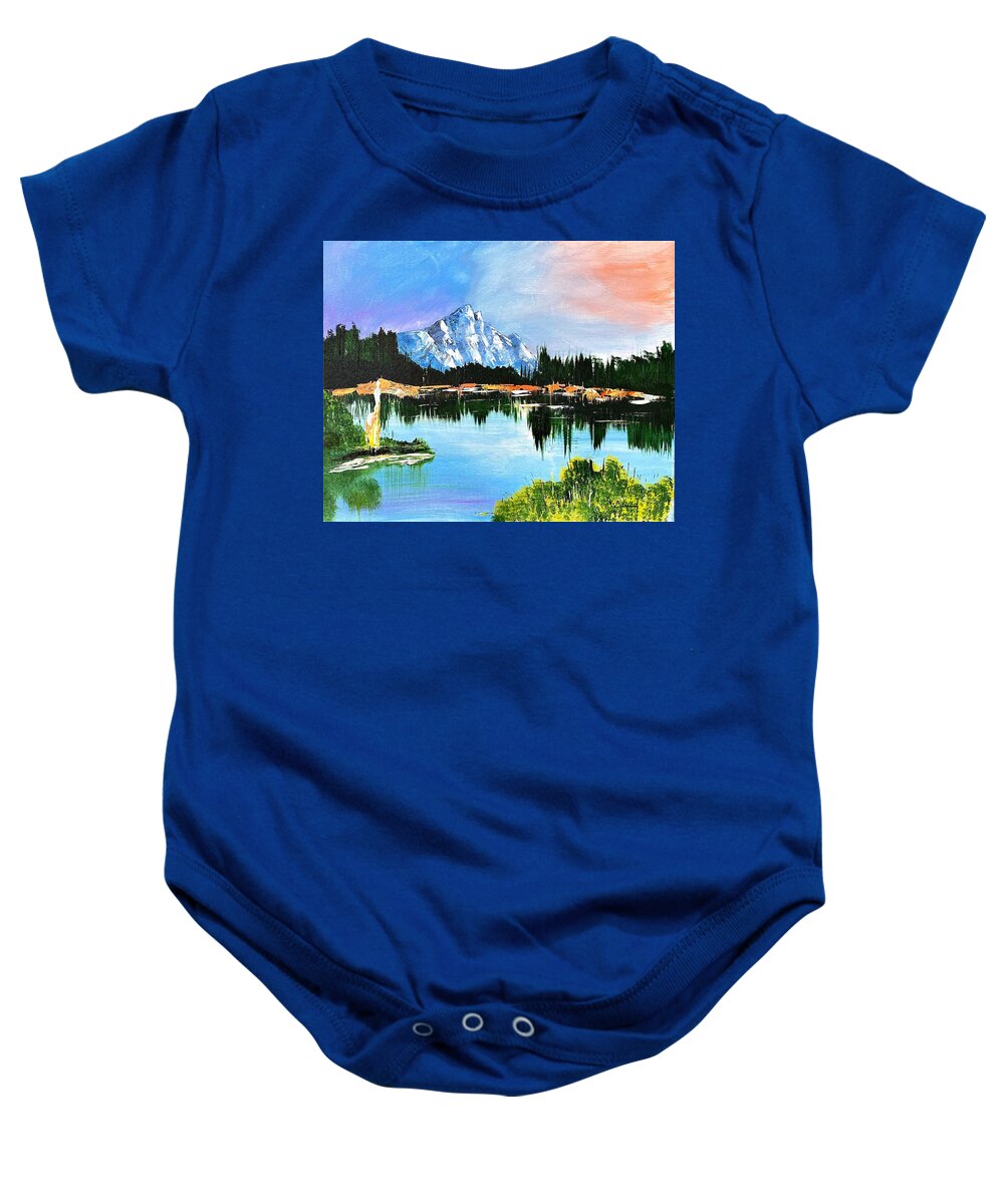 Mountain Lake at Sunset - Baby One-Piece