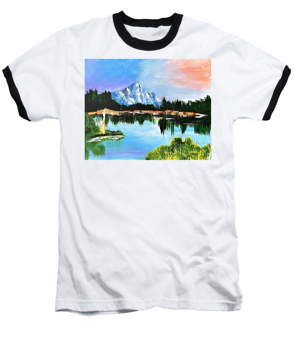 Mountain Lake at Sunset - Baseball T-Shirt
