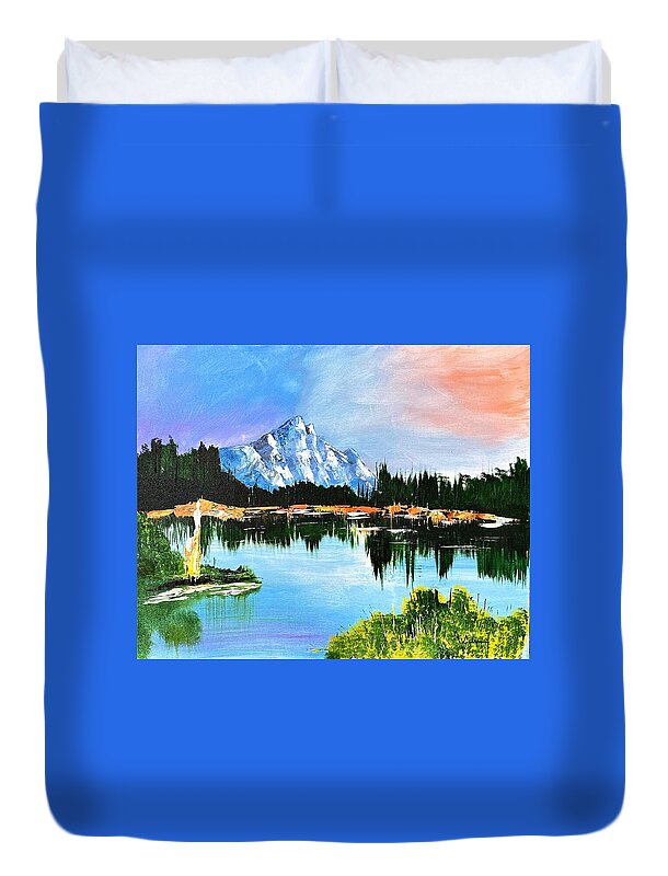 Mountain Lake at Sunset - Duvet Cover