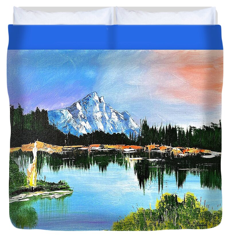 Mountain Lake at Sunset - Duvet Cover