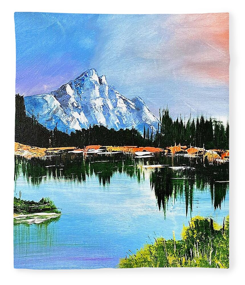 Mountain Lake at Sunset - Blanket
