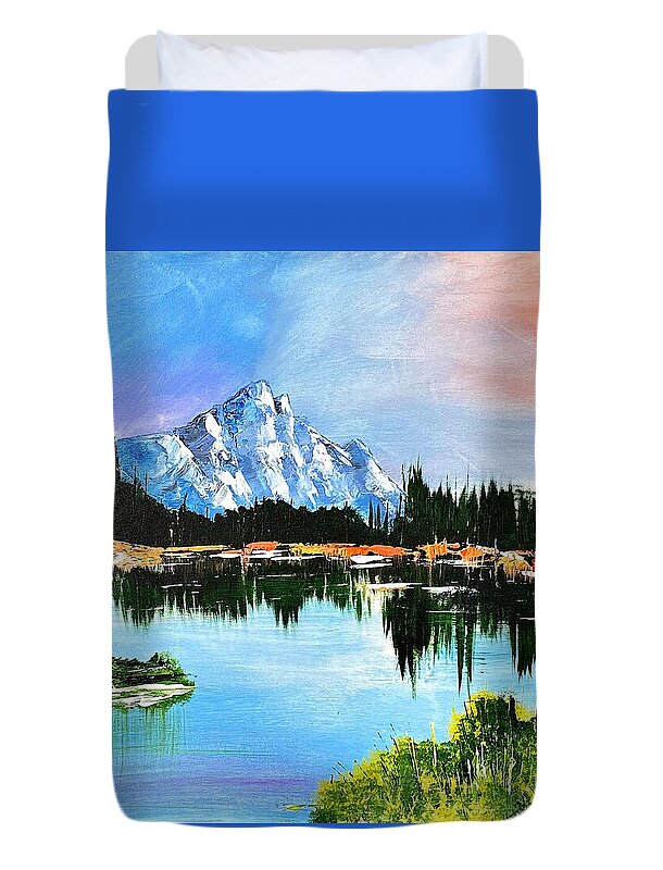 Mountain Lake at Sunset - Duvet Cover