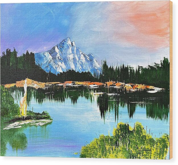 Mountain Lake at Sunset - Wood Print