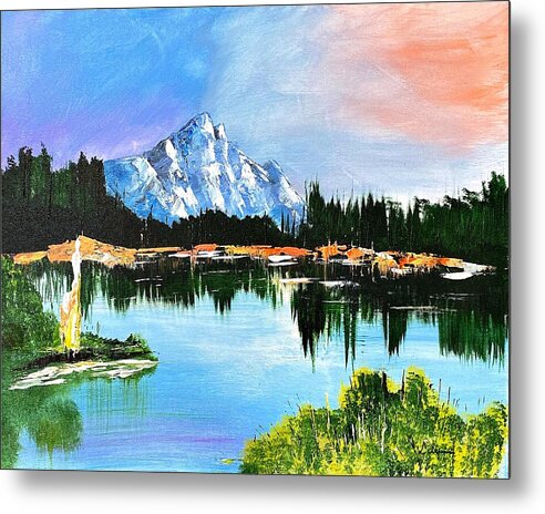 Mountain Lake at Sunset - Metal Print