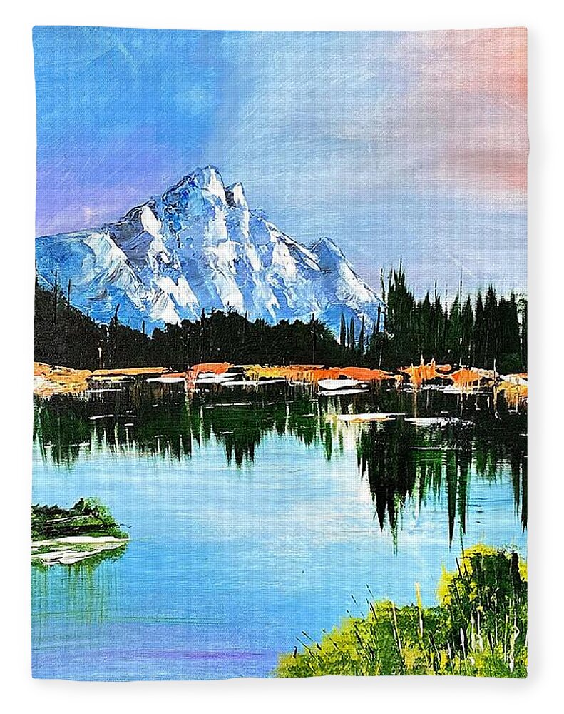 Mountain Lake at Sunset - Blanket