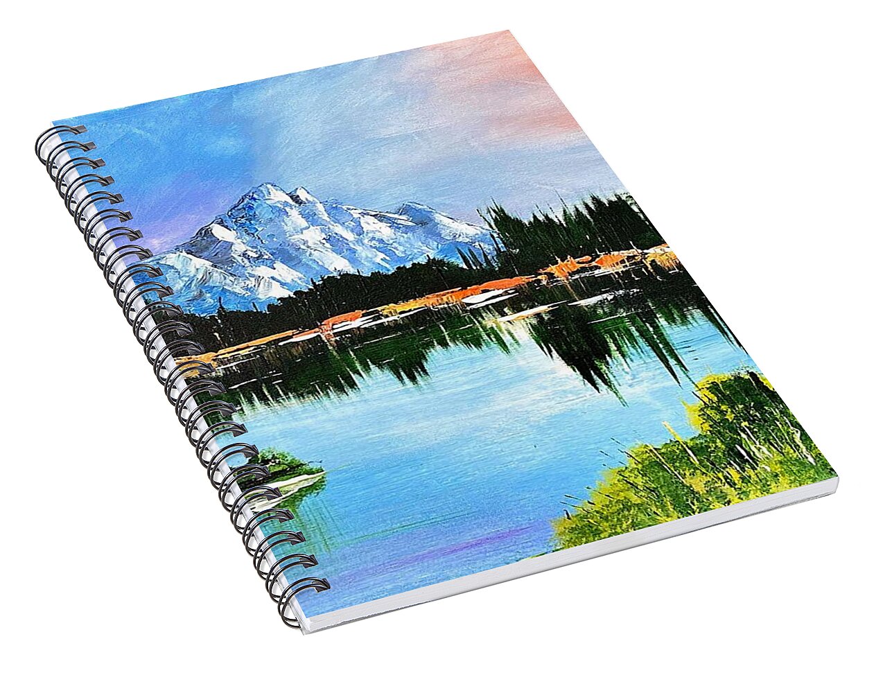 Mountain Lake at Sunset - Spiral Notebook
