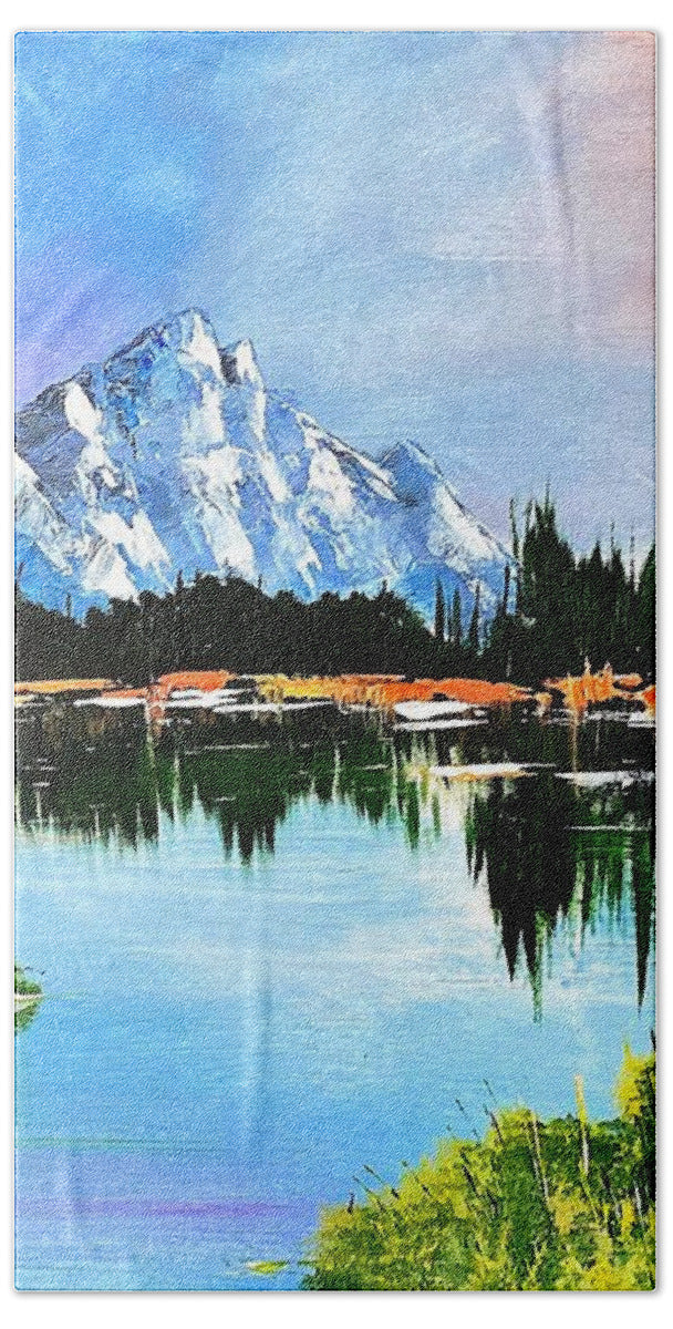 Mountain Lake at Sunset - Bath Towel