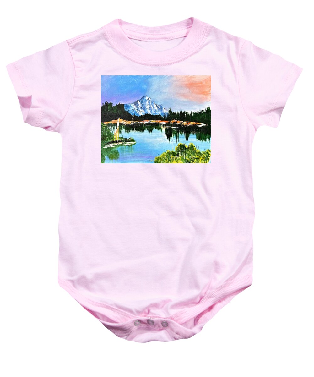 Mountain Lake at Sunset - Baby One-Piece