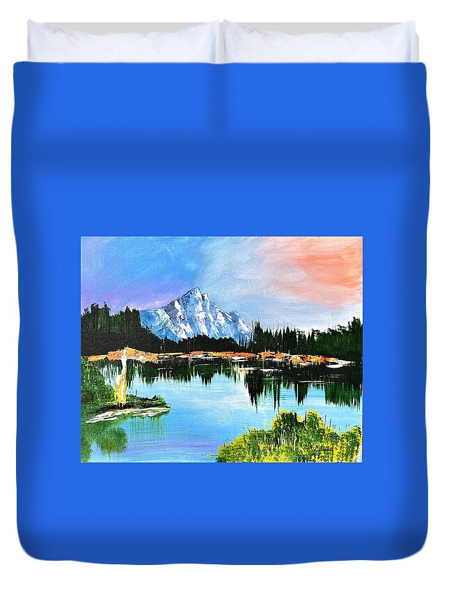 Mountain Lake at Sunset - Duvet Cover