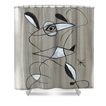 Petite Souris Abstract Line Art Shower Curtain – Artistic Bathroom Design &amp; Modern Elegance - Laure Leprince - Artiste Peintre