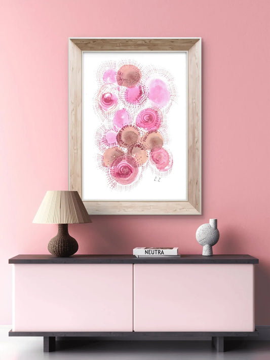 Affiche premium sur papier mat Rose – Art mural de qualité supérieure - Laure Leprince - Artiste Peintre