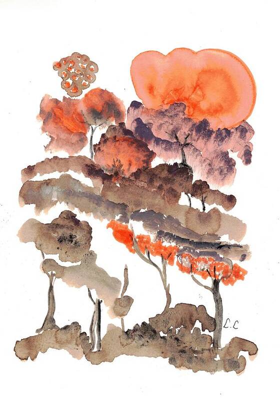 Sunset Over Abstract Forest - Art Print
