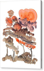 Sunset Over Abstract Forest - Acrylic Print