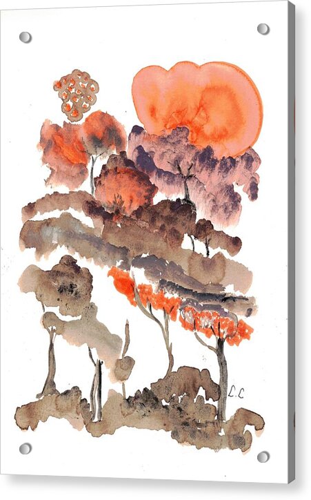 Sunset Over Abstract Forest - Acrylic Print
