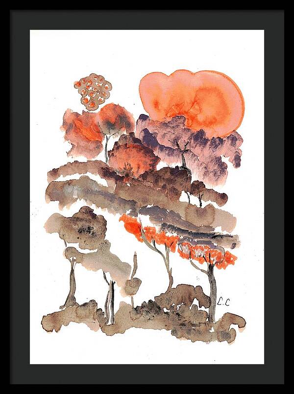 Sunset Over Abstract Forest - Framed Print