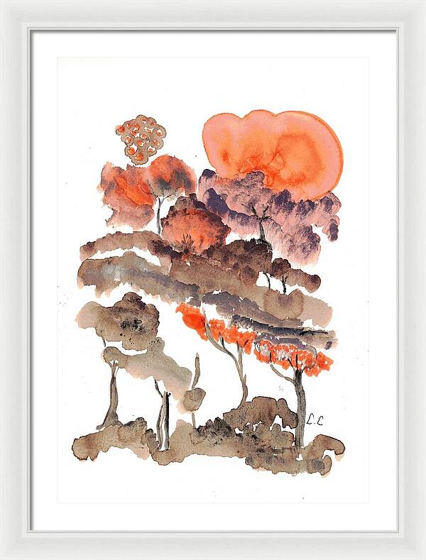 Sunset Over Abstract Forest - Framed Print
