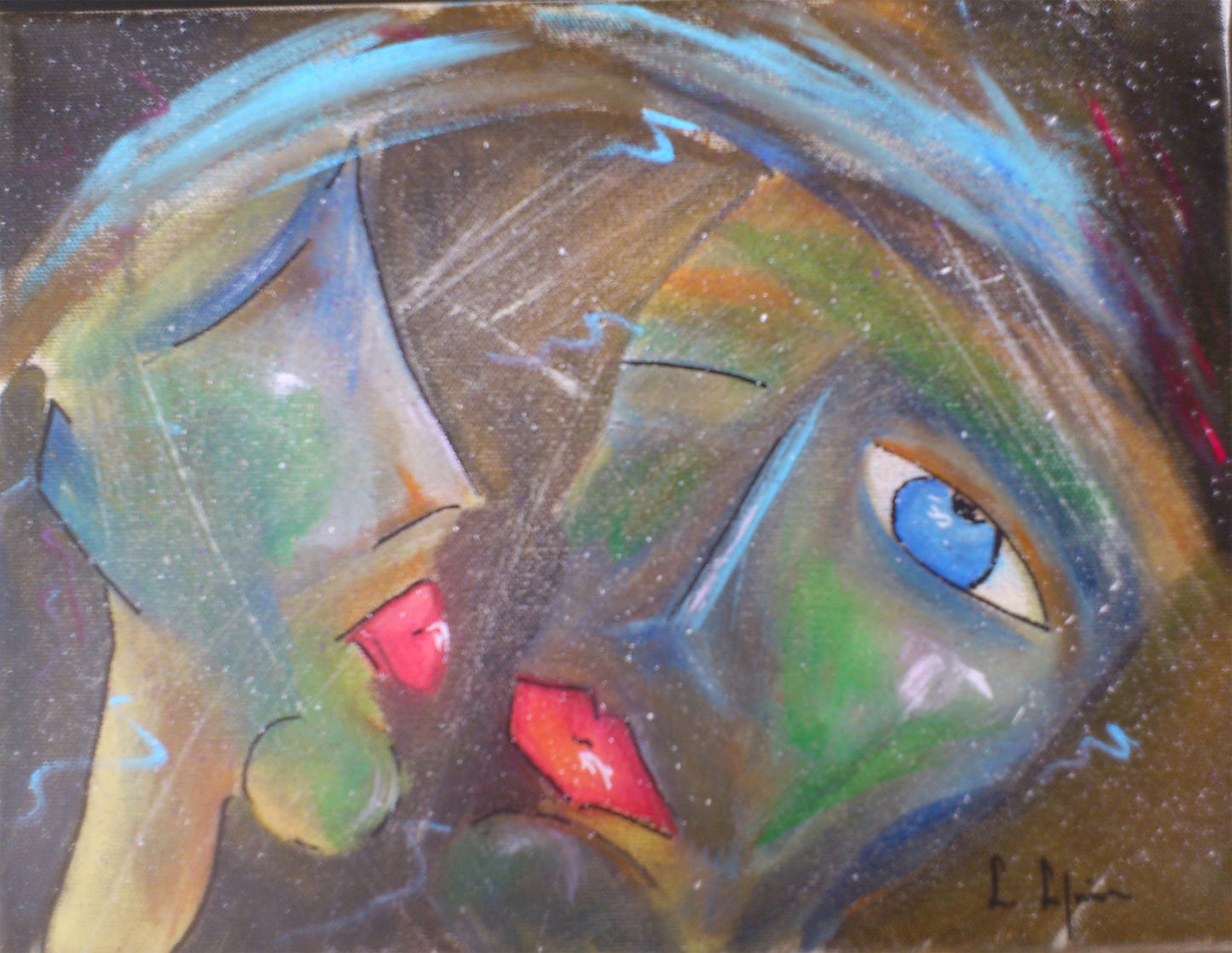 Visages abstraits et émotions colorées de la collection Trounchos, peintures originales de Laure Leprince à télécharger et imprimer.